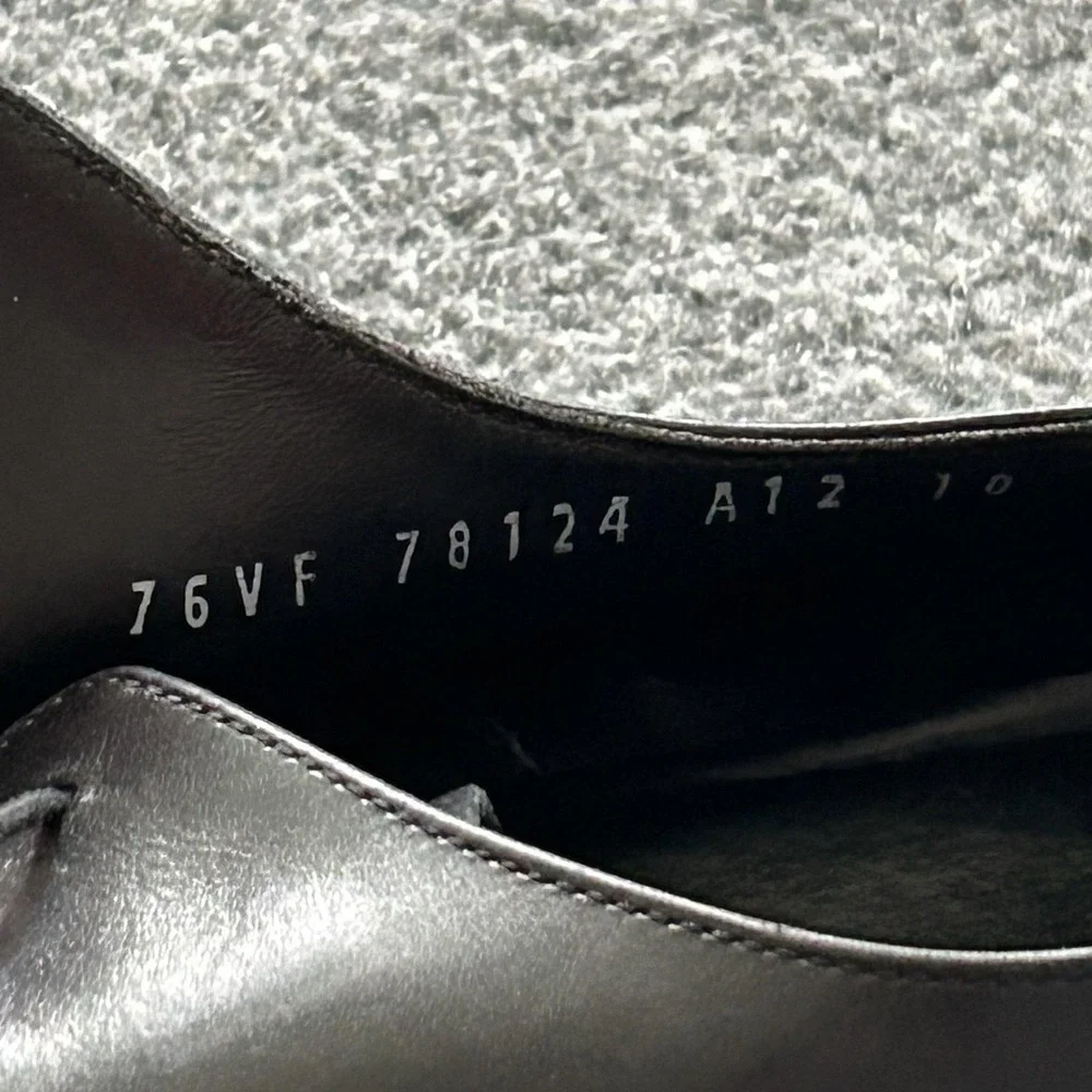 Salvatore Ferragamo Shoes Mens 10 D Black Cap Toe Dress Derby 76VF 78124 Italy